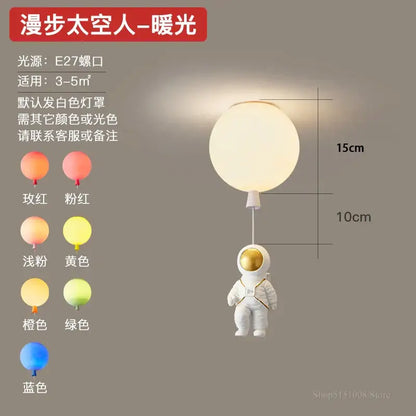 Decorbites astronaut balloon led pendant light white with warm glowing spherical balloon for children’s nursery room