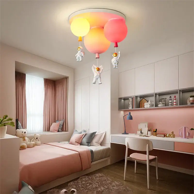 Pastel-colored decorbites astronaut balloon pendant light with led astronaut figurines for nursery room decor