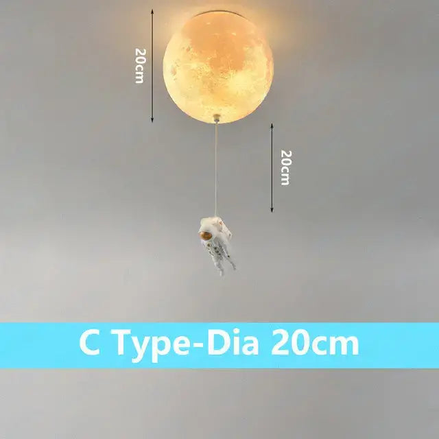 DecorBites astronaut bubble chandelier light warm-toned moonlight ceiling lamp with textured 20cm spherical design suspended