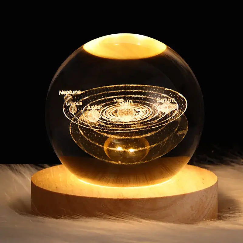 Decorbites™ astronaut crystal ball night light glowing transparent usb powered warm bedside lamp with solar system design
