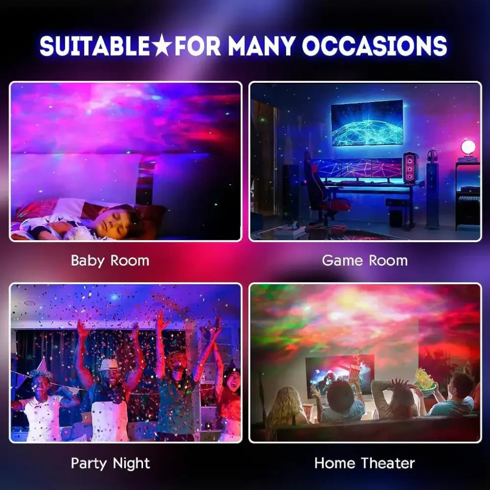 A sleek modern led ceiling projector from DecorBites Astronaut Galaxy cast vibrant galaxy night light effects