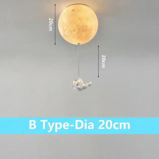 Warm-toned 20cm decorbites astronaut globe ceiling light with dangling astronaut figurine for kids room
