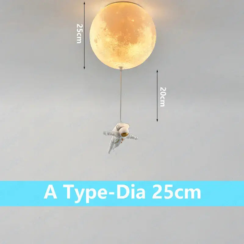 Glowing 25cm decorbites astronaut globe ceiling light with textured moon surface and astronaut figurine for kids room