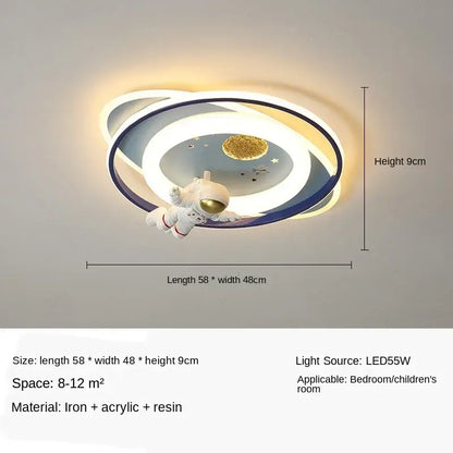 Modern led ceiling light decorbites astronaut kids featuring white and gold astronaut and golden planet centerpiece for kids bedroom