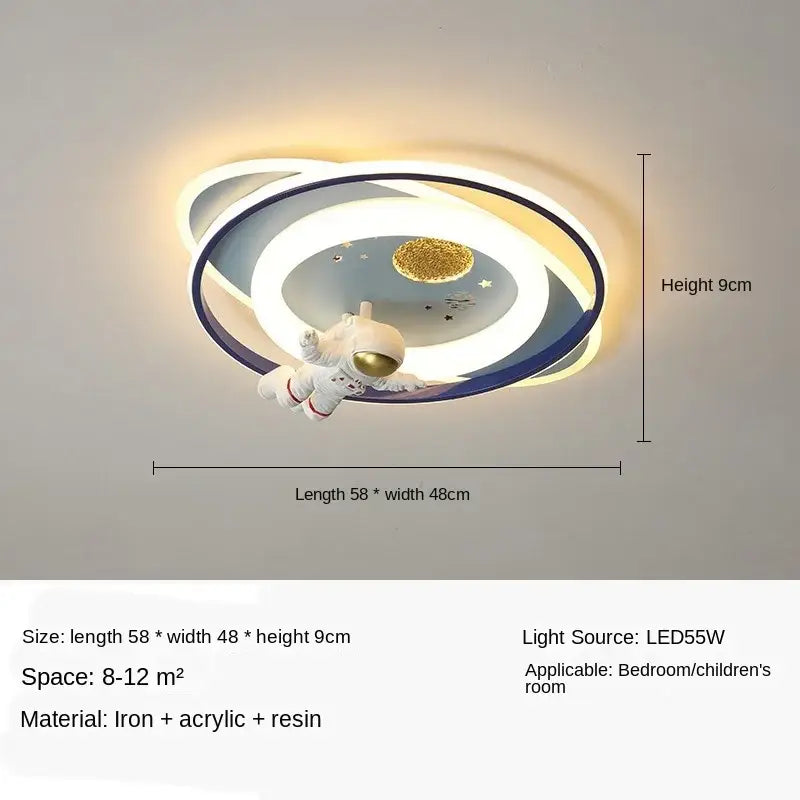 Modern led ceiling light decorbites astronaut kids featuring white and gold astronaut and golden planet centerpiece for kids bedroom