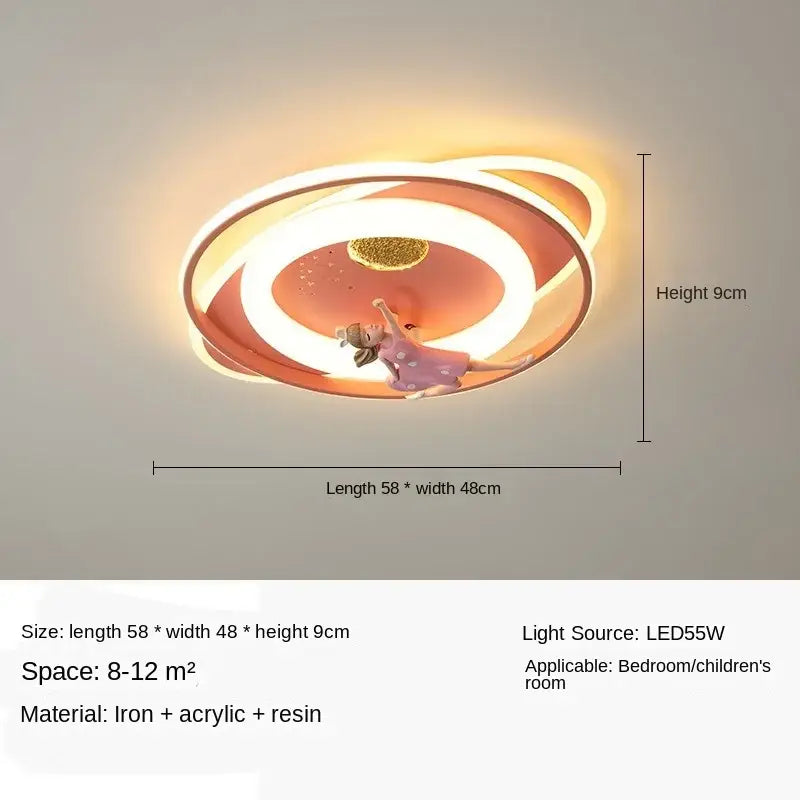 DecorBites Astronaut kids ceiling light with warm white and peach acrylic rings and golden resin accent for bedroom use