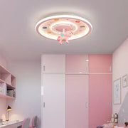Pink unicorn-themed circular ceiling light with colorful celestial patterns from decorbites astronaut led collection