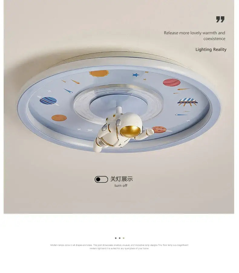 Decorbites astronaut led ceiling light blue cartoon theme with astronaut figurine and planets for kids room