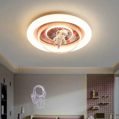 Decorbites astronaut led circular ceiling lights with glowing white ring and plush astronaut for children’s room