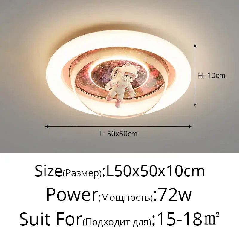 DecorBites astronaut led ceiling light with white ring and pink astronaut galaxy design for children bedroom decor lights