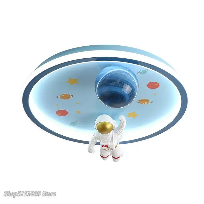 Whimsical decorbites astronaut led ceiling light with blue white planets stars and astronaut figurine for kids room decor