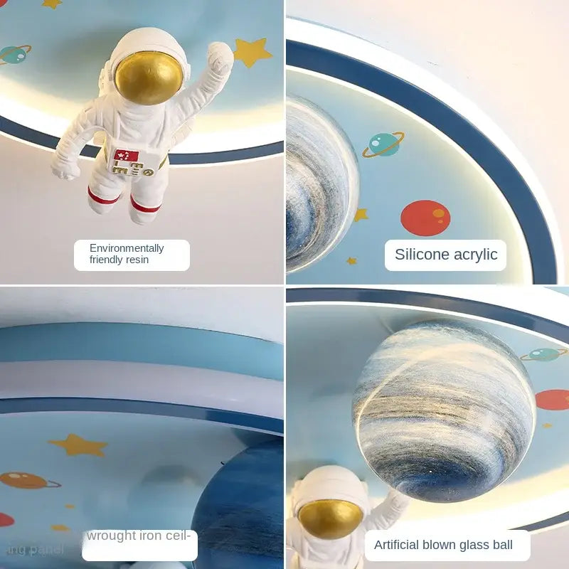 White astronaut figurine with gold helmet made of eco-friendly resin in decorbites astronaut led ceiling lights for kids room