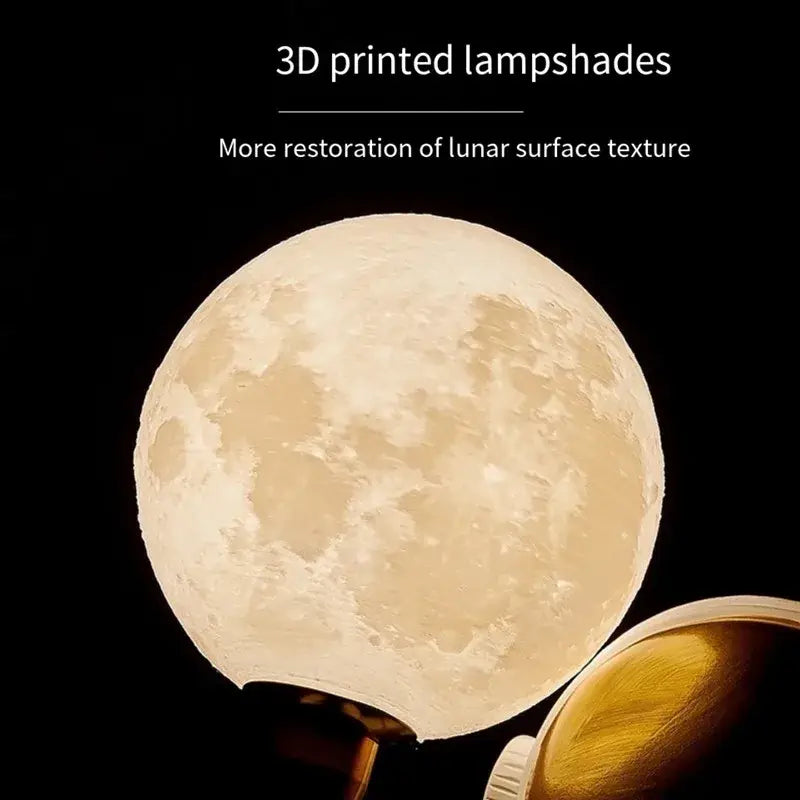 Decorbites astronaut led table lamp with glowing 3d-printed resin moon lampshade for kids space-themed decor