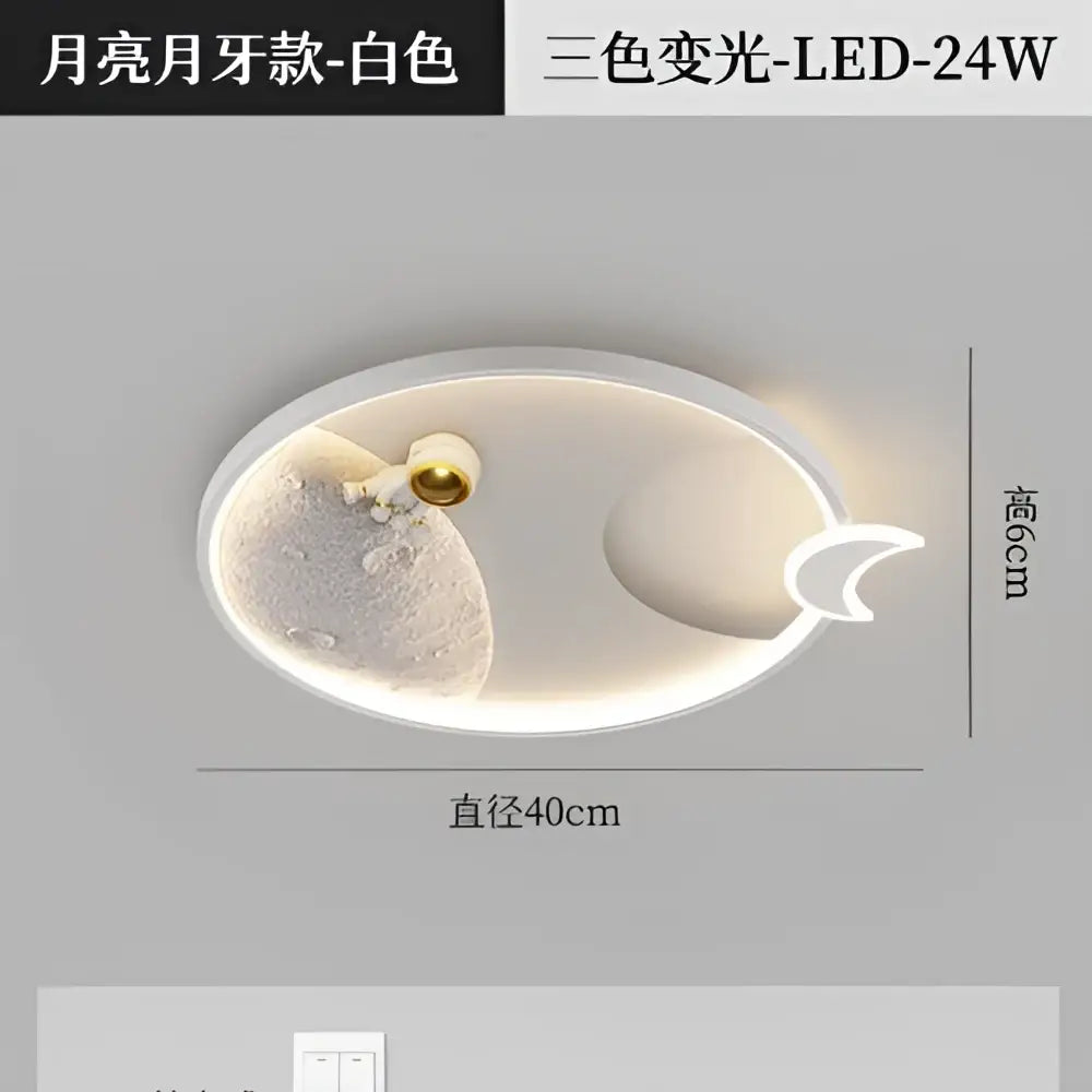 White moon and teeth-shaped led ceiling lamp made of acrylic featuring decorbites astronaut moon design for modern spaces