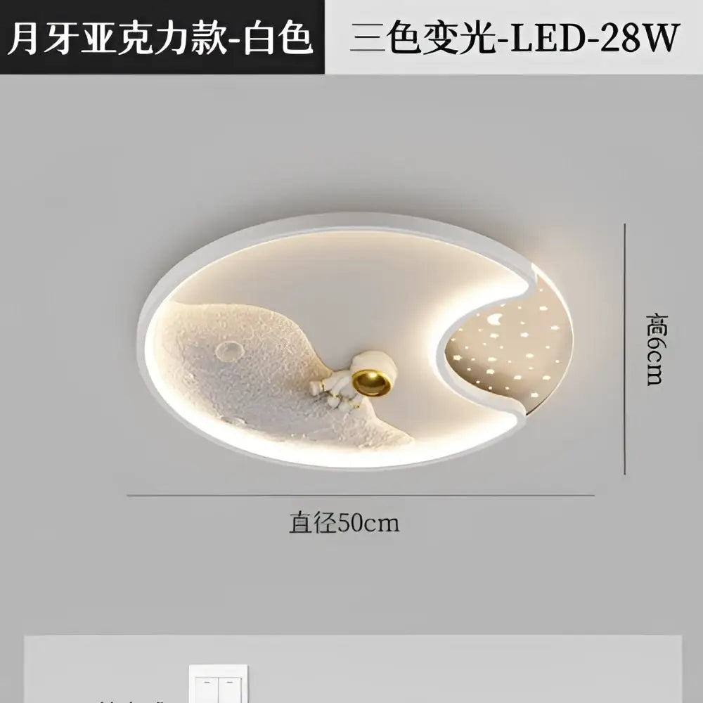 White oval led ceiling lamp with moon and star design decorbites astronaut moon acrylic for modern spaces