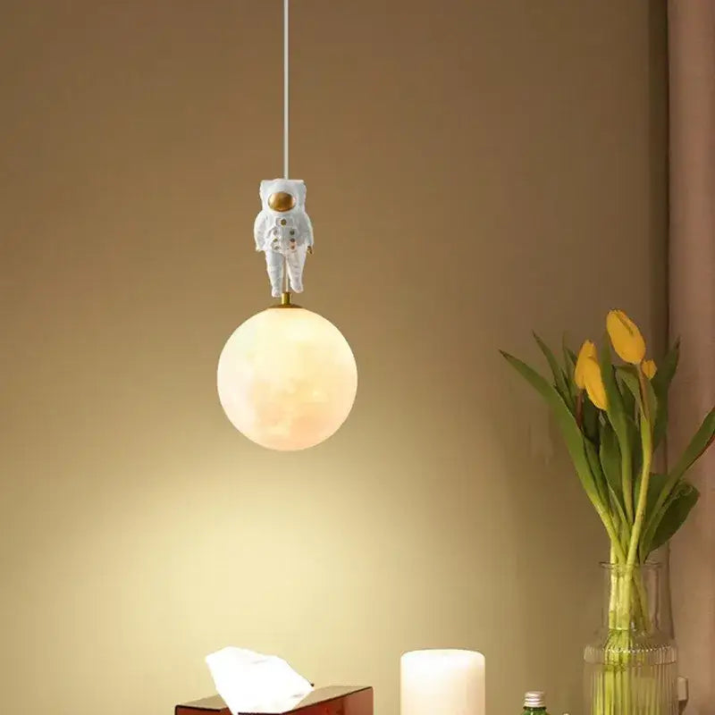 White decorbites astronaut pendant light with frosted glass globe base for childrens room bedroom lighting