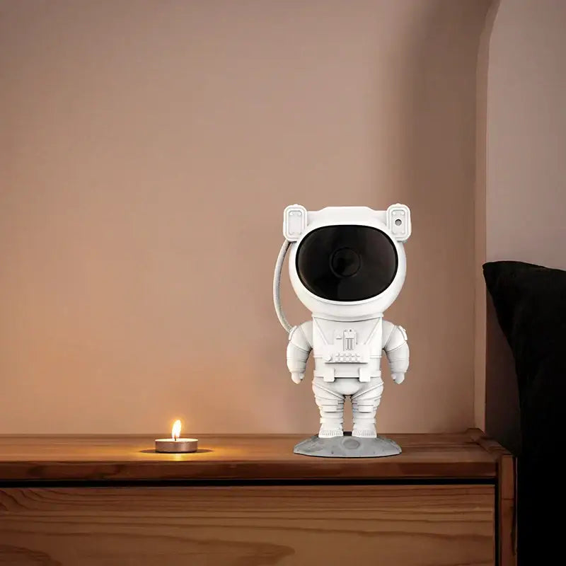 White decorbites astronaut projector starry night night light with black lens and gray base for bedroom decor