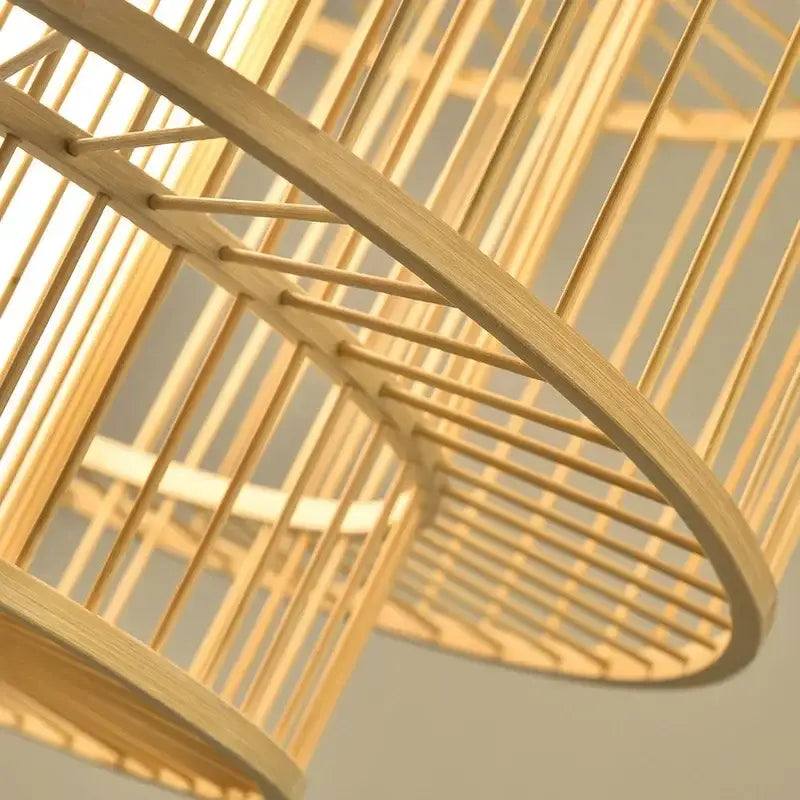 Lightweight decorbites bamboo ceiling chandelier with warm-toned finish and curved design for garden use