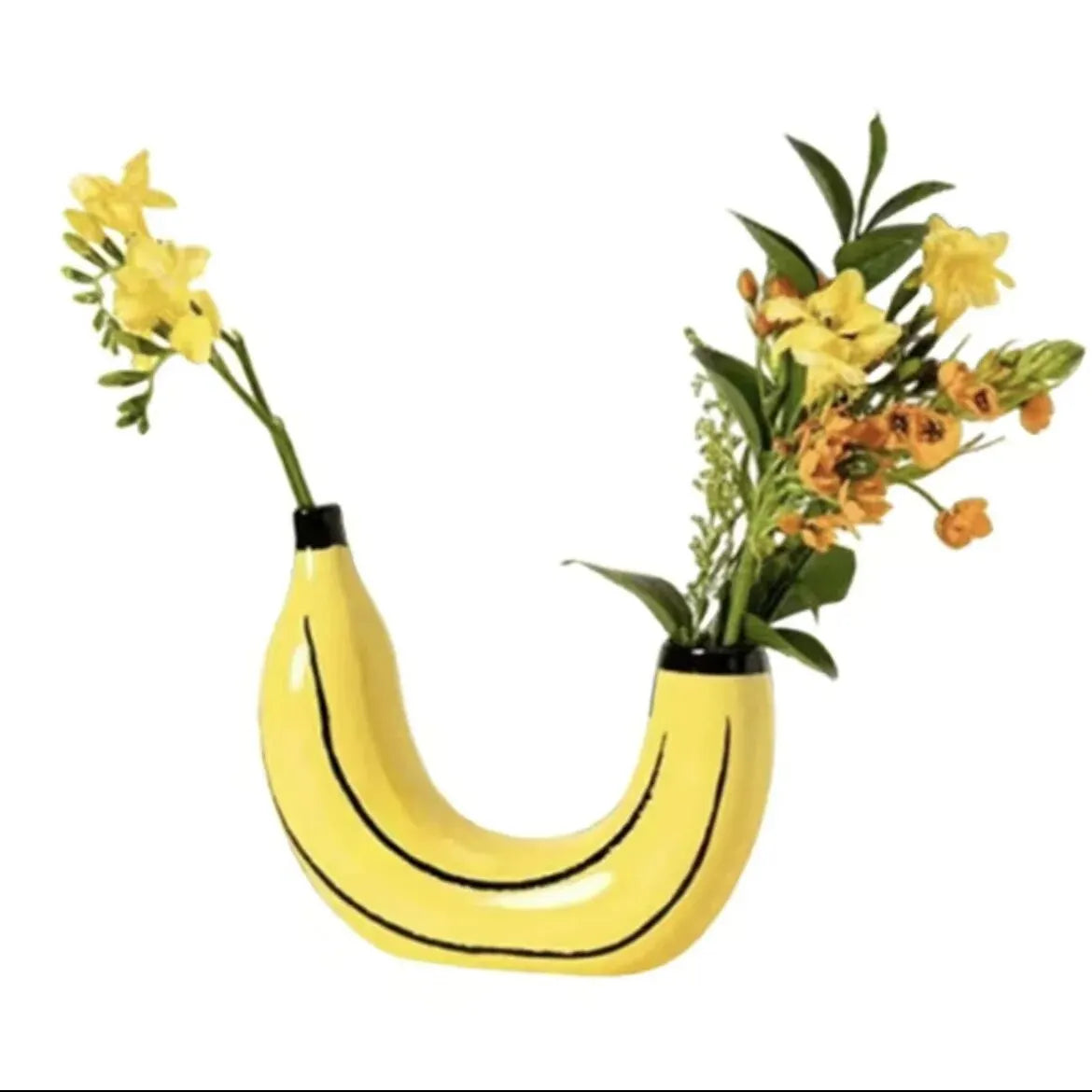 Banana Shape Resin Flower Vase - Home Decor - Yellow - Vase