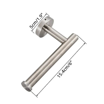 Stainless steel toilet paper holder with sleek cylindrical design and brushed finish in decorbites bathroom hardware set