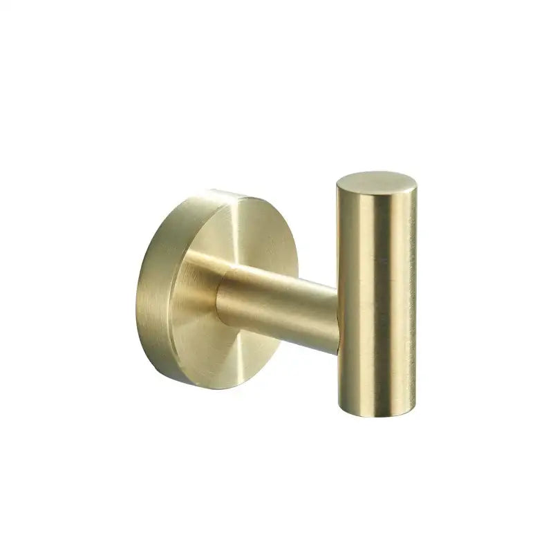 Brass-finished wall-mounted robe hook with a sleek minimalist design in decorbites™ bathroom hardware set