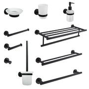 Black matte metal towel rack with frosted glass accents from decorbites bathroom hardware set for organized spaces