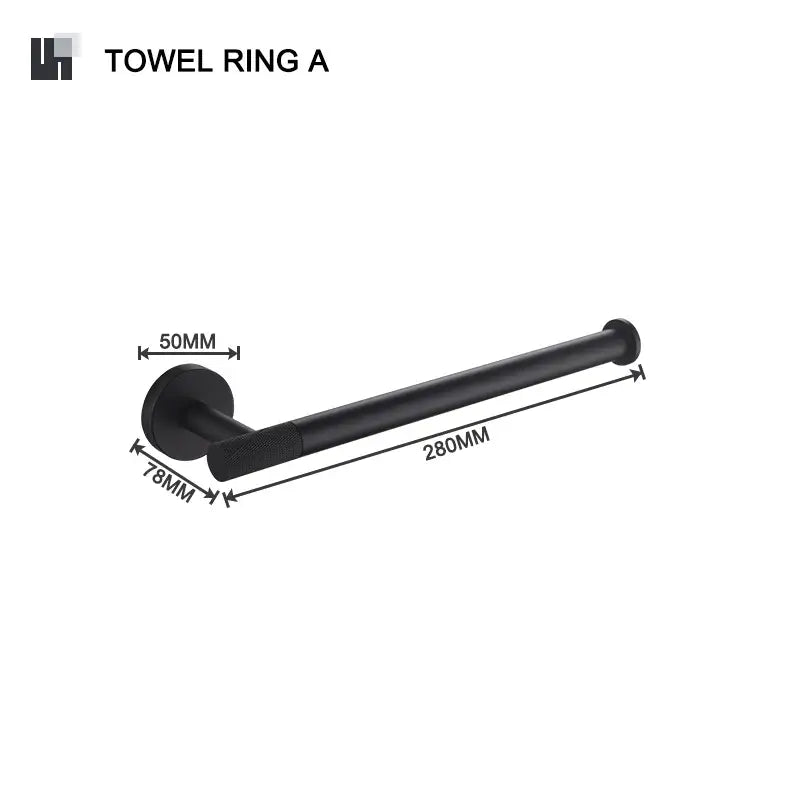 Black matte finished towel ring with sleek modern design in decorbites bathroom hardware set for organized storage