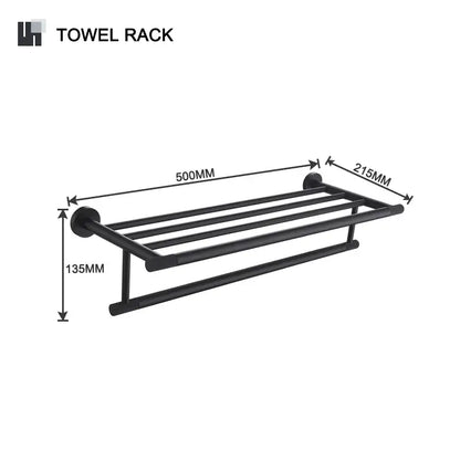 Black matte finished metal towel rack with four bars from decorbites bathroom hardware set for organized storage