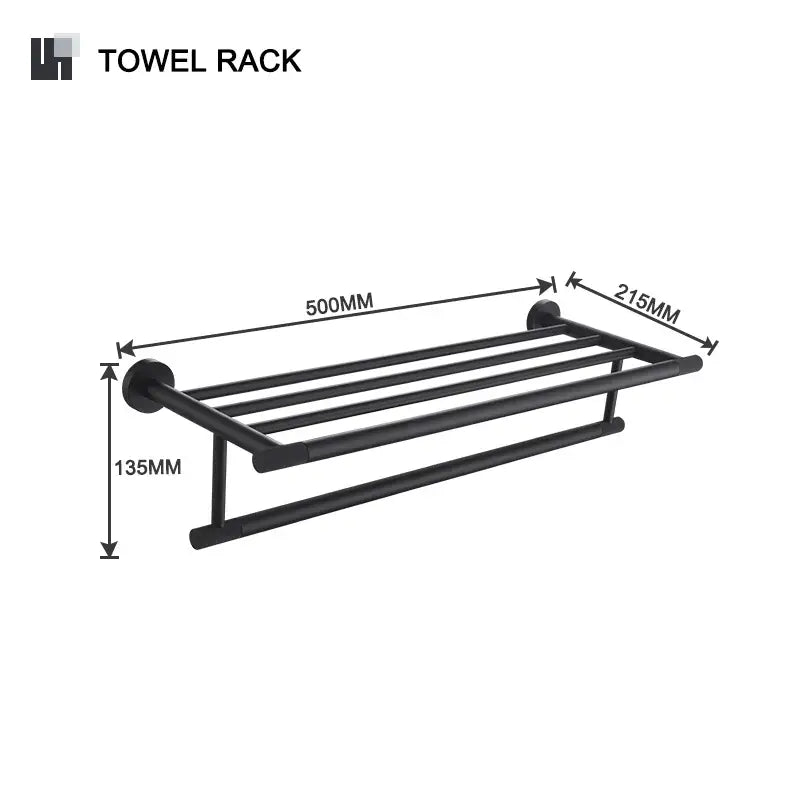 Black matte finished metal towel rack with four bars from decorbites bathroom hardware set for organized storage