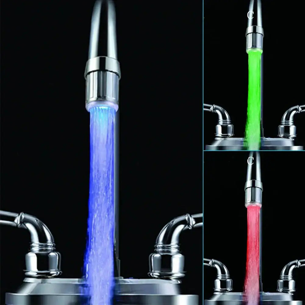 Chrome finished decorbites led faucet aerator with adjustable blue green and red color lighting for bathroom use