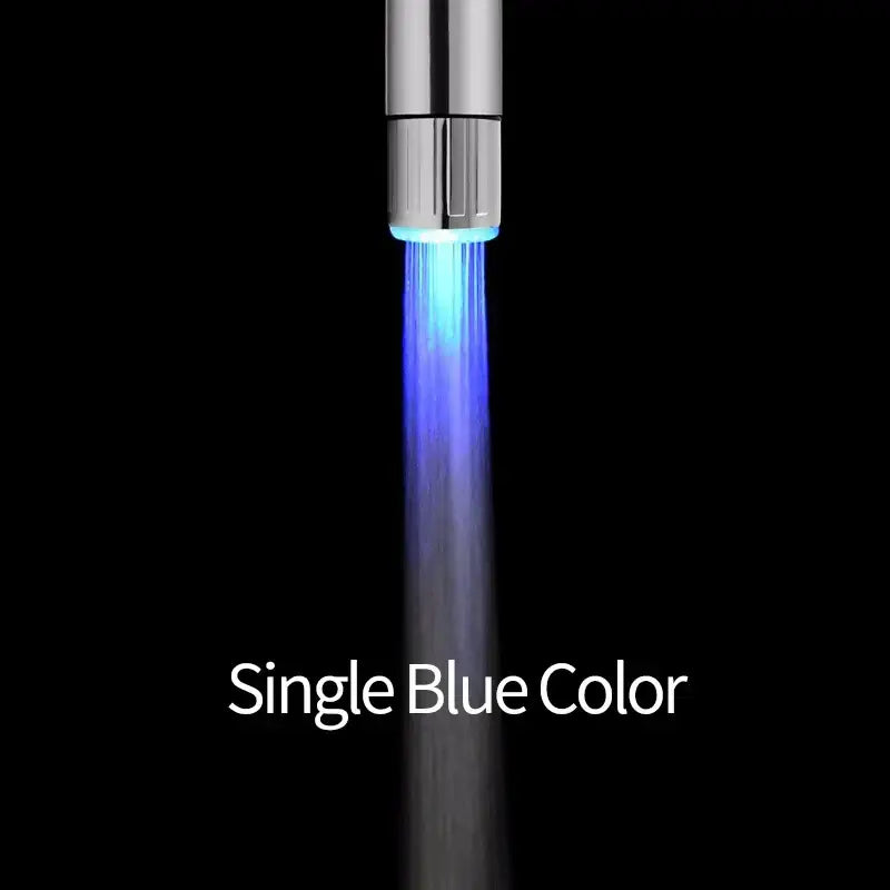 DecorBites™ bathroom led faucet aerator with sleek chrome finish and vibrant blue light for water saving and style