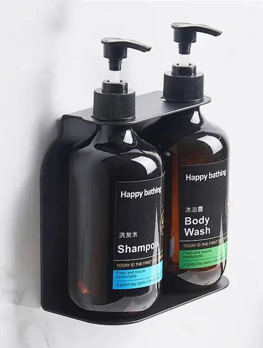 Black decorbites liquid soap dispenser wall-mounted with 500ml capacity holding shampoo and body wash bottles