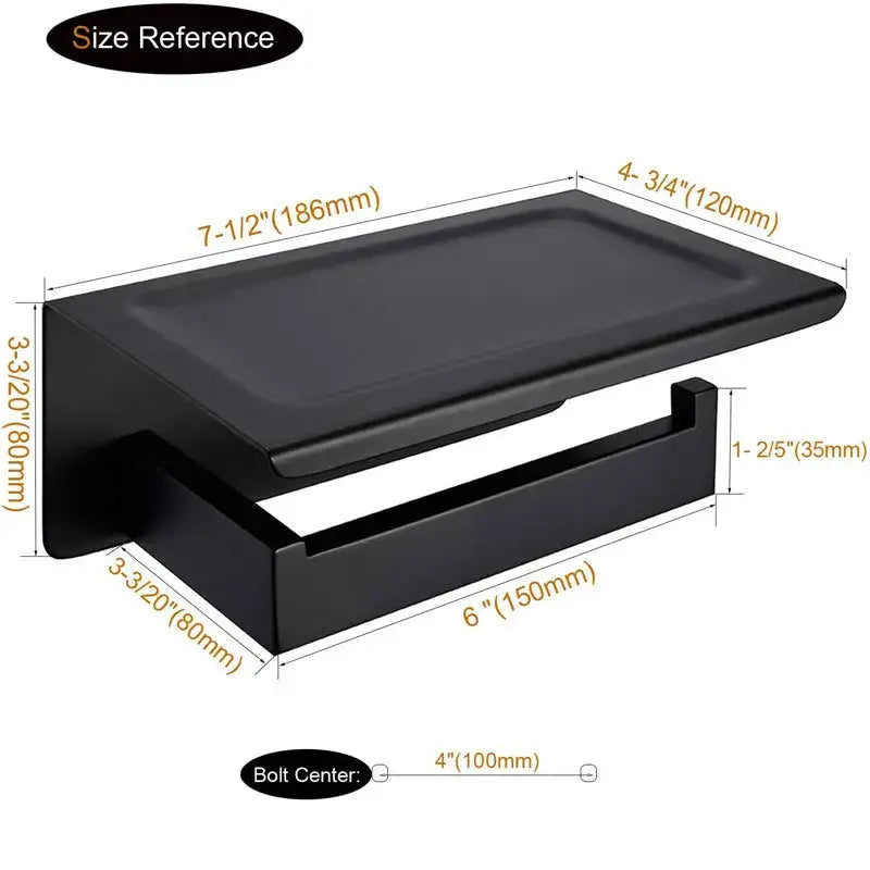 Black matte finish decorbites bathroom multi-function holder with integrated drawer made of SUS 304 stainless steel