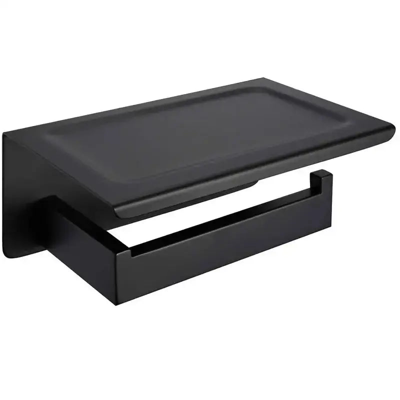 Black matte metal decorbites bathroom multi-function holder with integrated tray made of SUS 304 for sanitary rolls