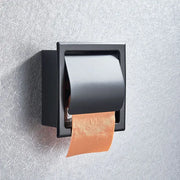 Matte black decorbites paper holder with a sleek rectangular design wall-mounted roll paper box holding orange tissue roll