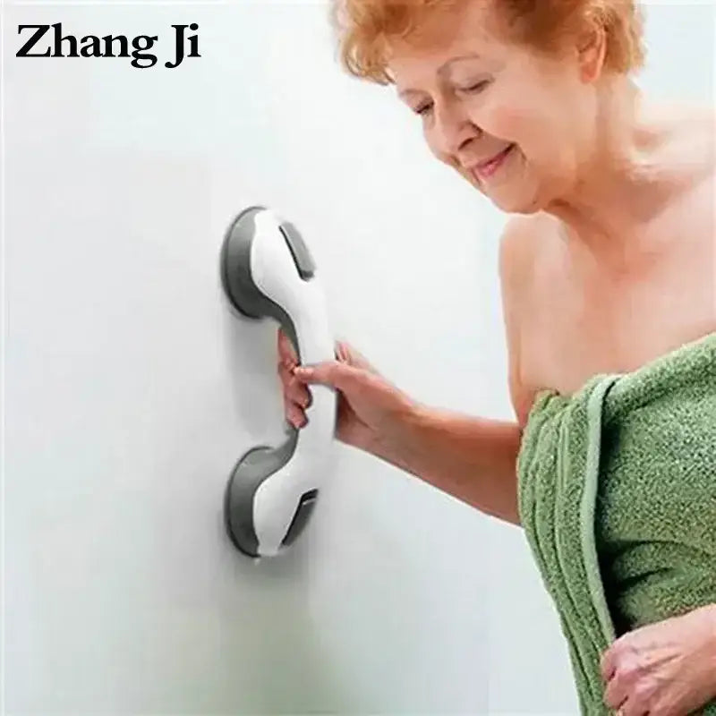 White and gray suction cup grab bar with ergonomic handle design for decorbites bathroom safety grab bar handle for elderly