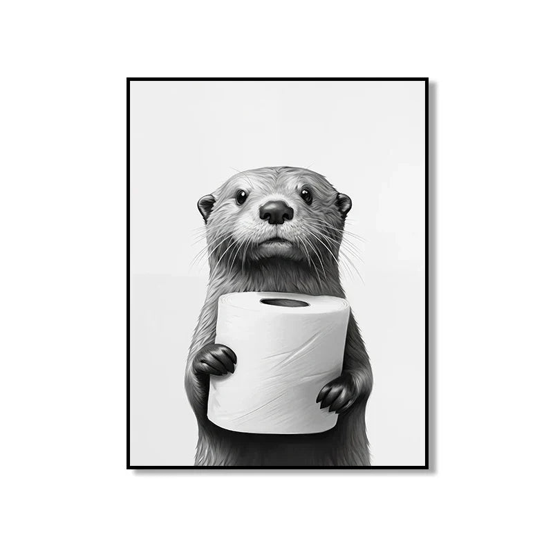 Bathroom Wall Art: Cute Animal Canvas Posters - XD004-2 / 50x70cm Unframed / CHINA - Posters