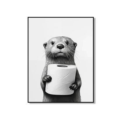 Bathroom Wall Art: Cute Animal Canvas Posters - XD004-2 / 50x70cm Unframed / CHINA - Posters