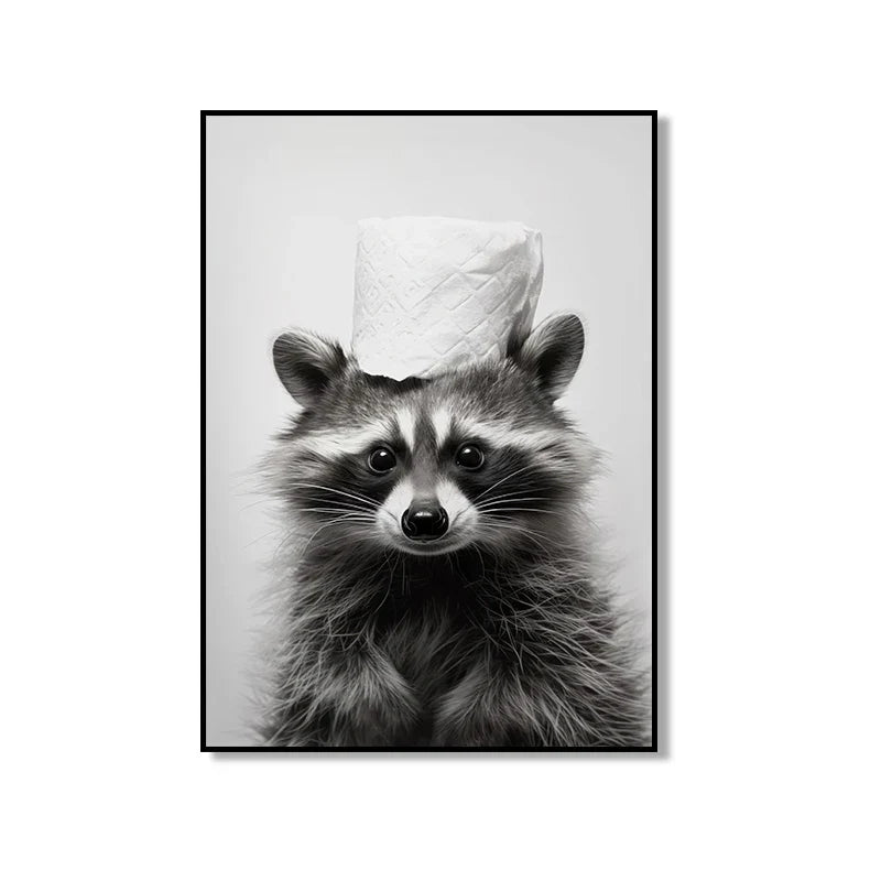 Bathroom Wall Art: Cute Animal Canvas Posters - XD004-8 / 55x80cm Unframed / CHINA - Posters