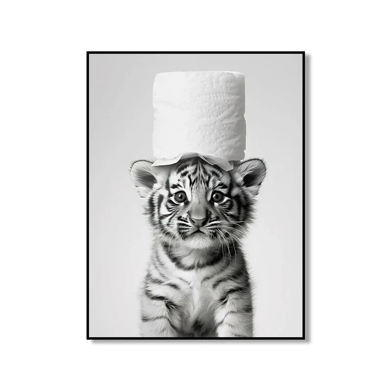 Bathroom Wall Art: Cute Animal Canvas Posters - XD004-1 / (A4)21X30cm Unframed / CHINA - Posters