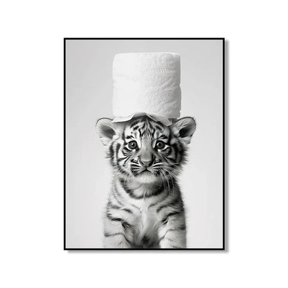 Bathroom Wall Art: Cute Animal Canvas Posters - XD004-1 / (A4)21X30cm Unframed / CHINA - Posters