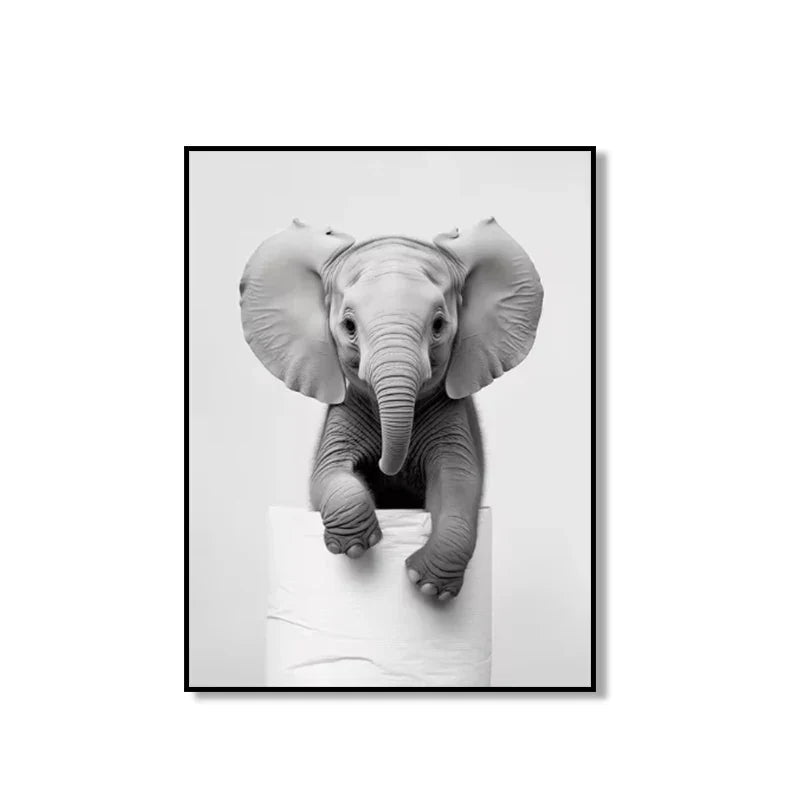 Bathroom Wall Art: Cute Animal Canvas Posters - XD004-7 / (A2)42x60cm Unframed / CHINA - Posters