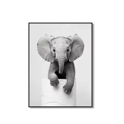Bathroom Wall Art: Cute Animal Canvas Posters - XD004-7 / (A2)42x60cm Unframed / CHINA - Posters