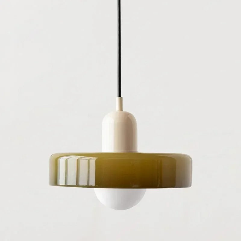 Bauhaus-Inspired Glass Pendant Lighting - Beige & Green
