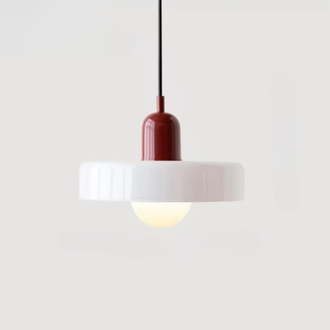 Bauhaus-Inspired Glass Pendant Lighting - Red & White