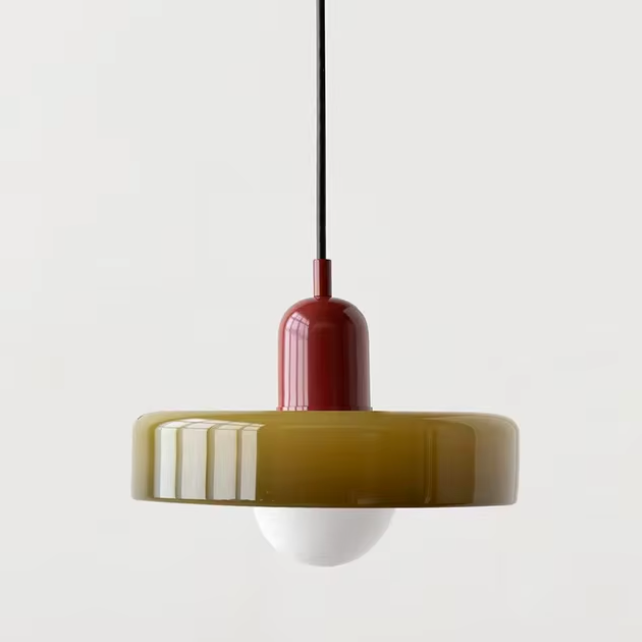 Bauhaus-Inspired Glass Pendant Lighting - Red & Green