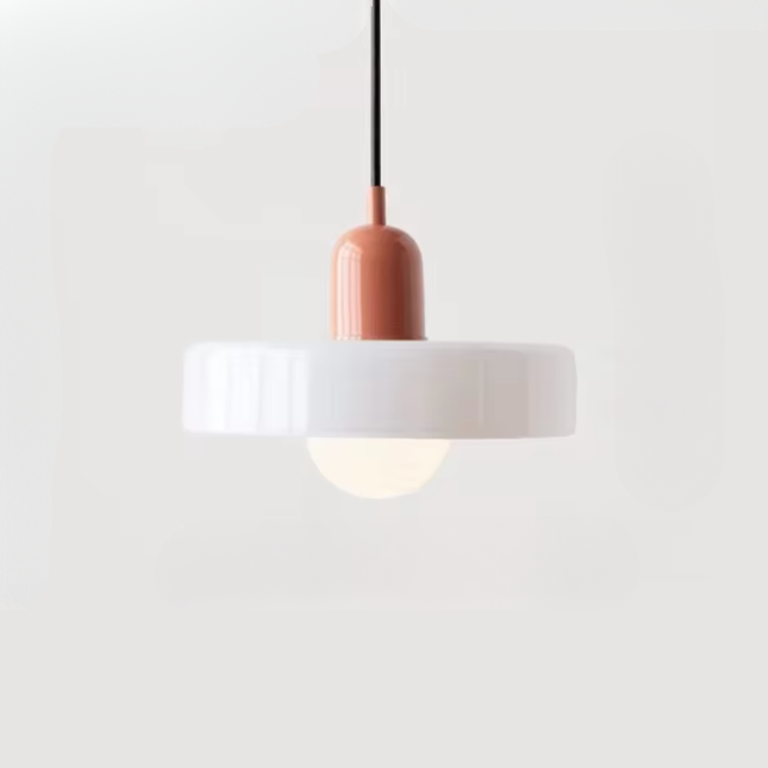 Bauhaus-Inspired Glass Pendant Lighting - Pink & White
