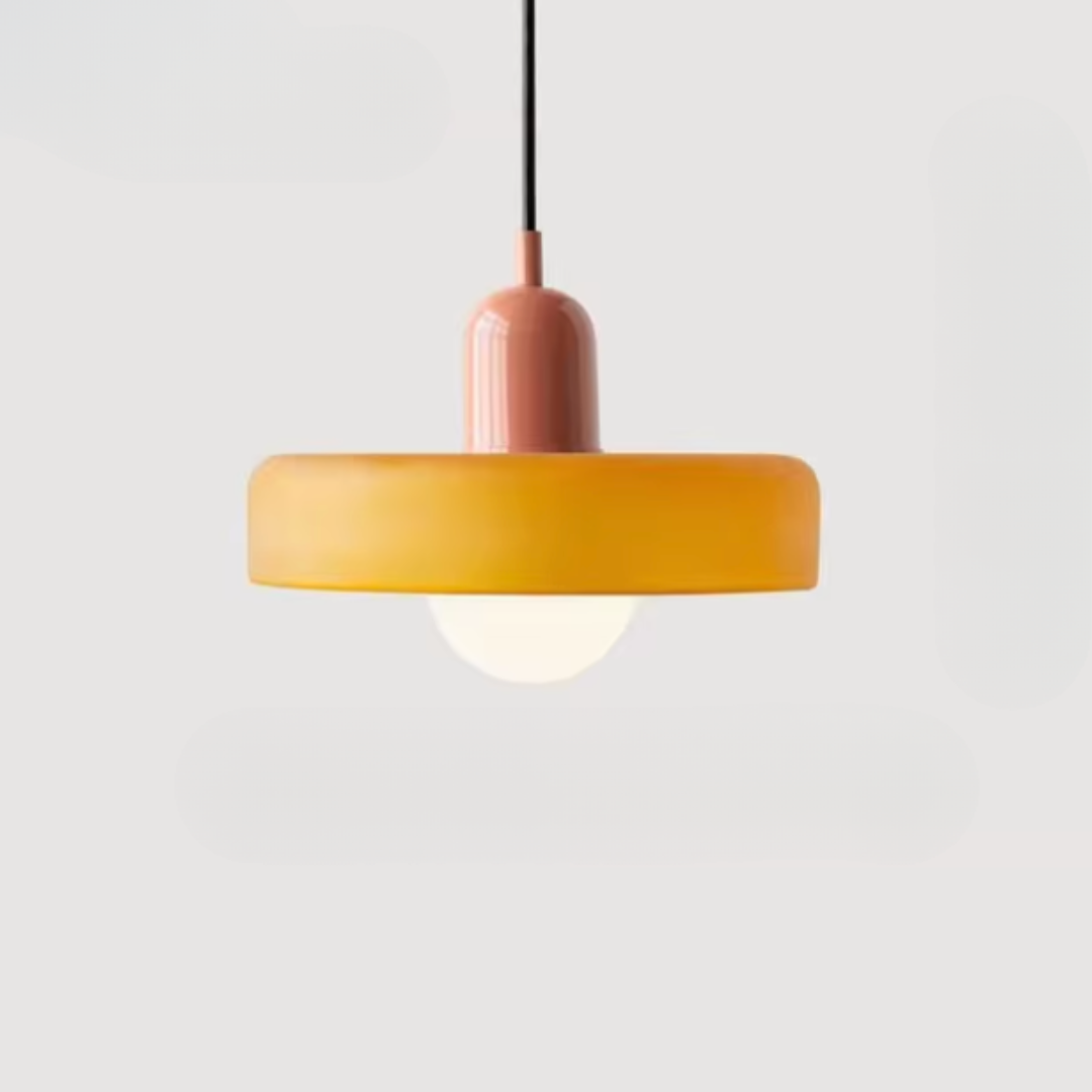 Bauhaus-Inspired Glass Pendant Lighting - Pink & Orange