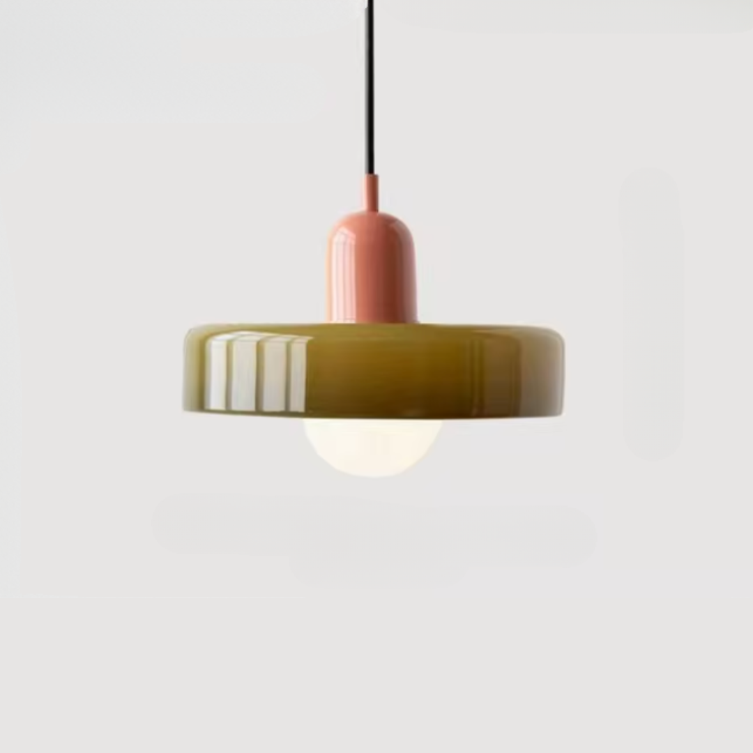 Bauhaus-Inspired Glass Pendant Lighting - Pink & Green