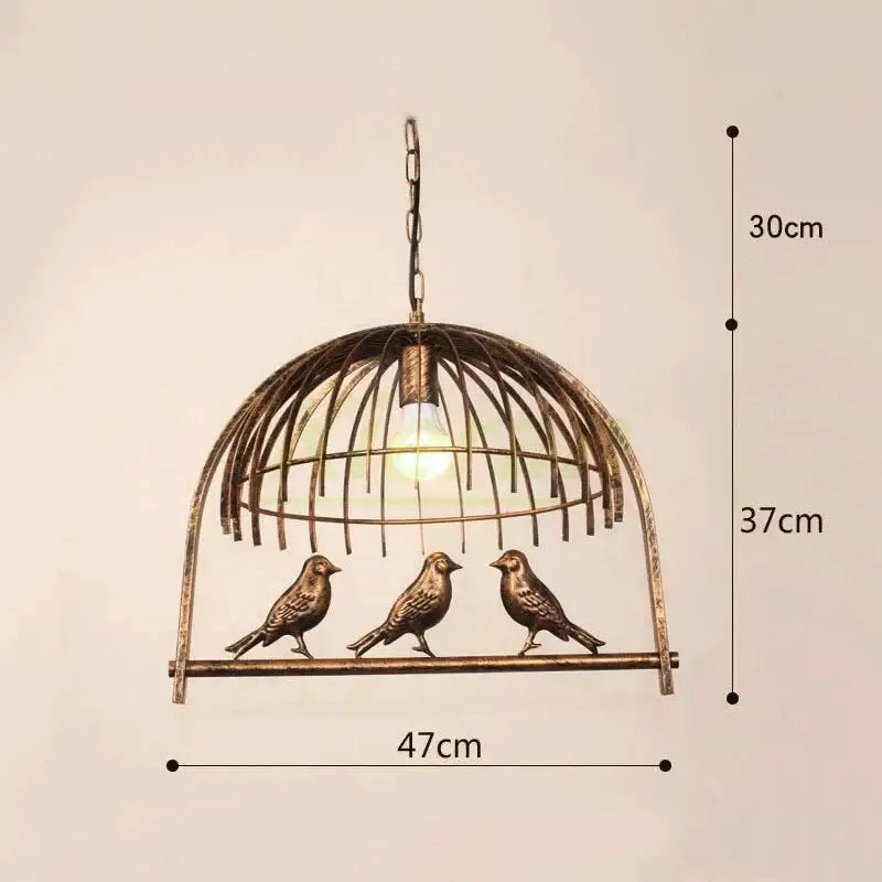 Antique brass decorbites birdcage led chandelier with three detailed birds in black and white bedroom lighting